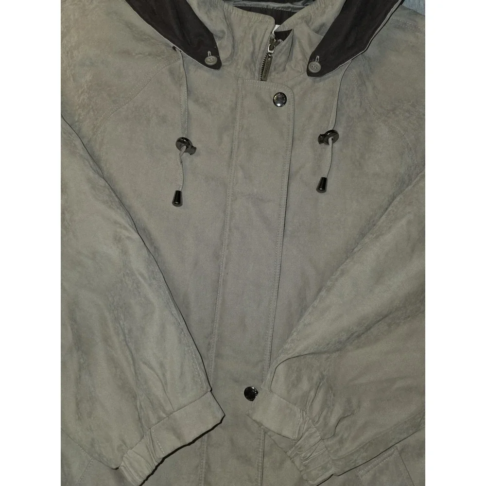 Liz Claiborne Women Brown Nylon Hooded Parka Jacket XL Mid-Length Coat